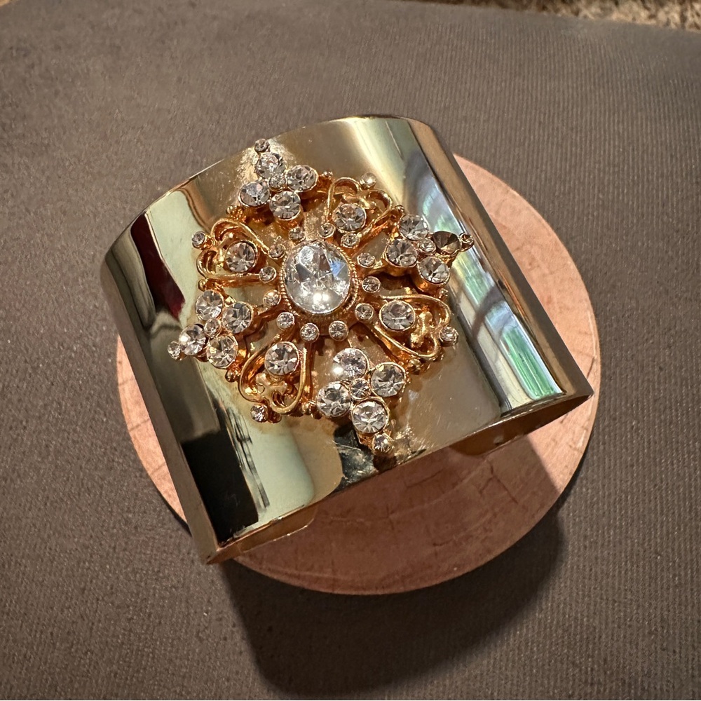 Guess by Marciano Gold tone and rhinestone Sparkling cuff bracelet